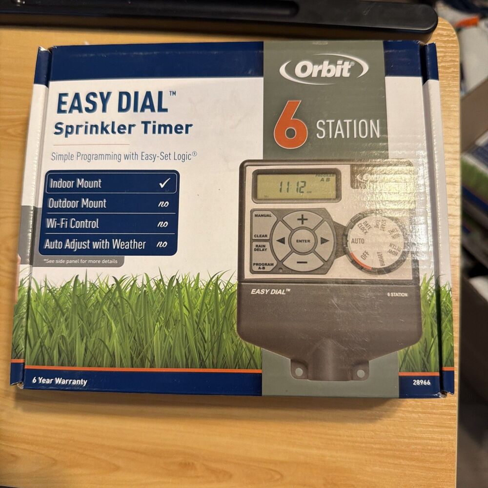 ORBIT 6 Station Sprinkler Control Center Easy Dial Lawn Program Timer 57596